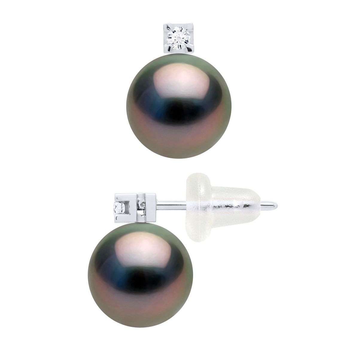 Perlenohrringe mit Diamantsteckern