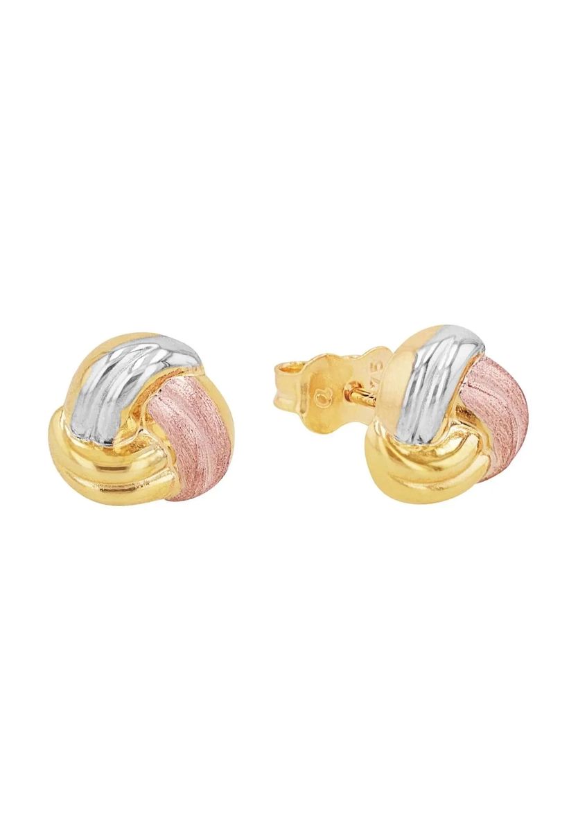 Tricolor Knotenohrringe aus 375er Gold
