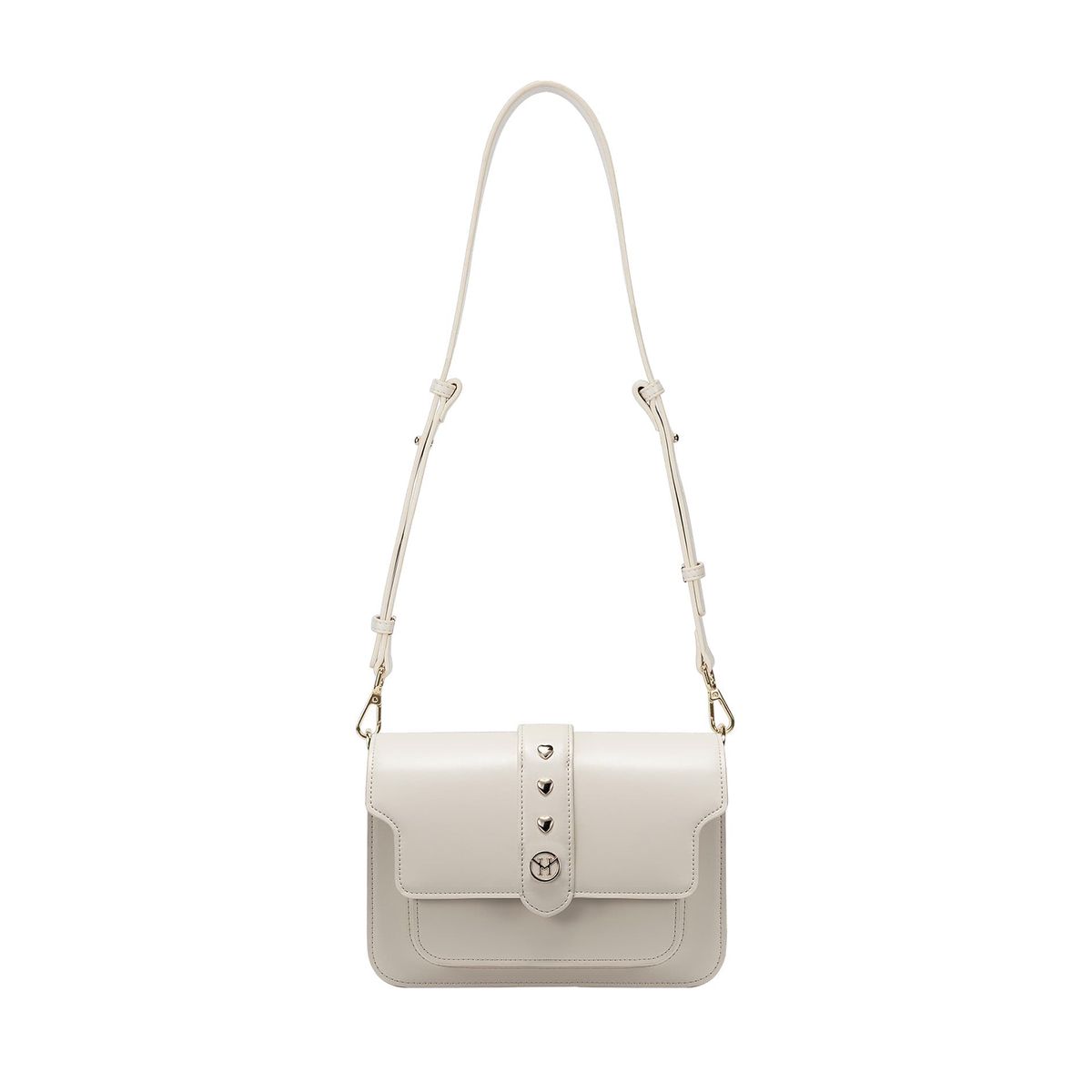Elegante beige Umhängetasche mit Nieten