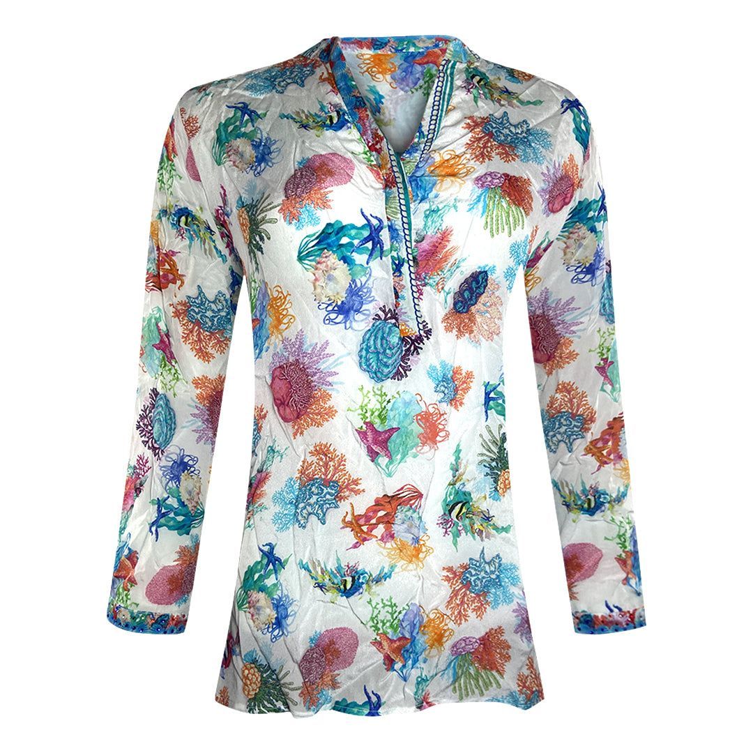 Seidenbluse mit Riffmuster