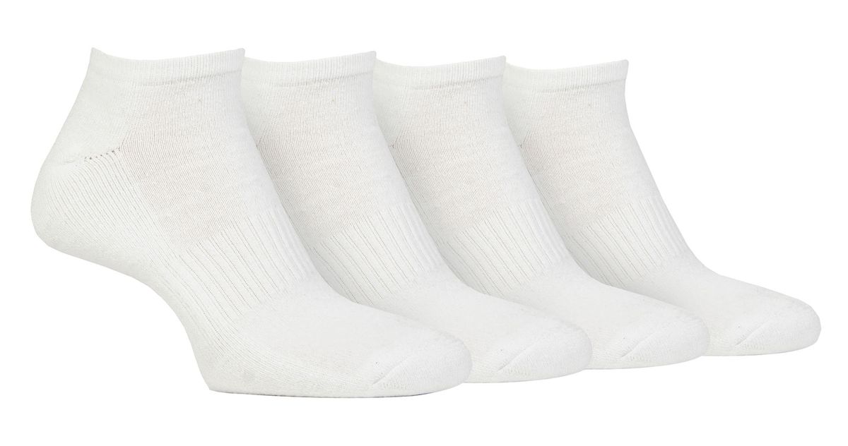 Mens Cushioned Trainer Socken | Jeep | 4 Pack atmungsaktiv gepolstert Low Cut Socken - weiß