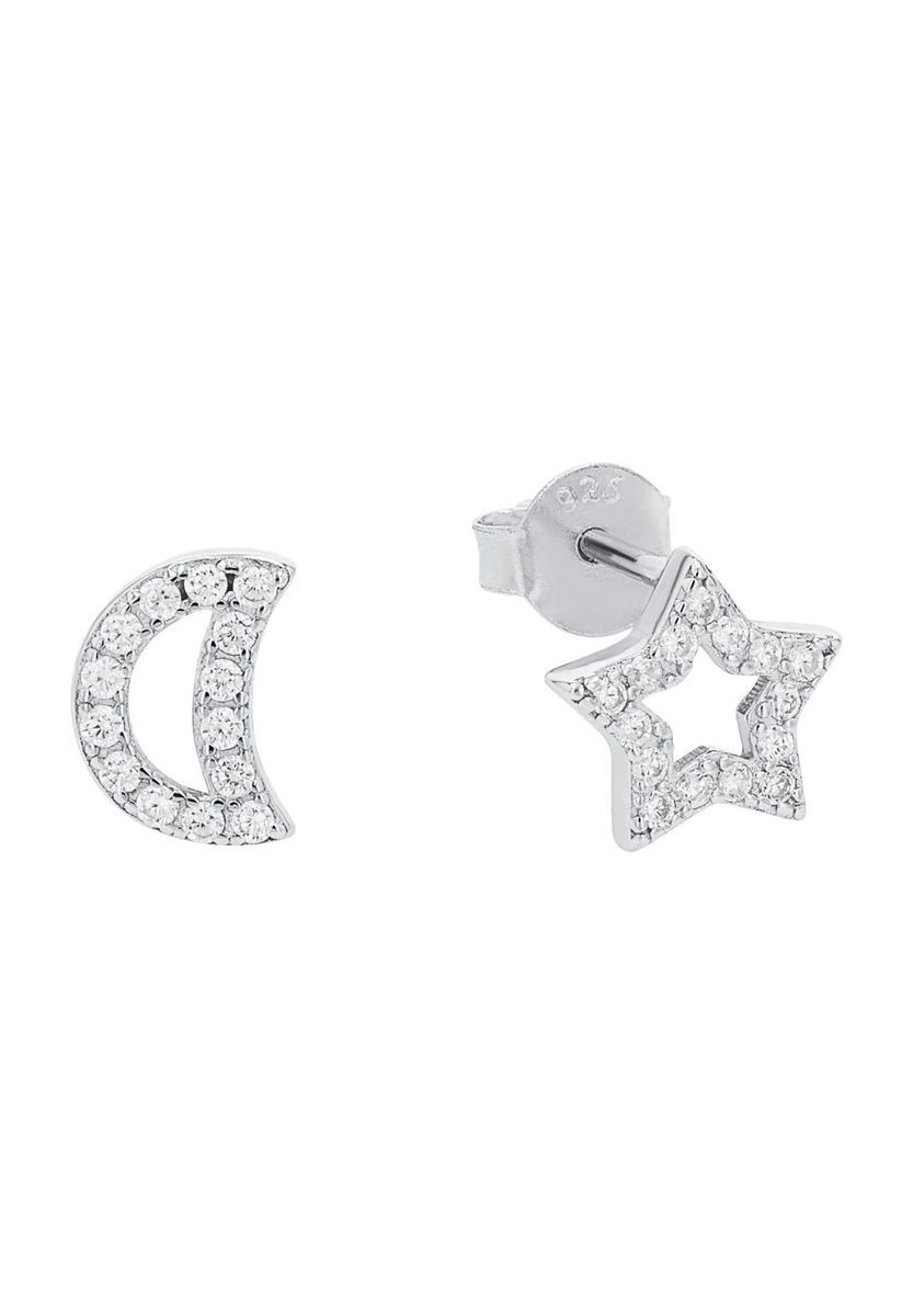 amor Damen Ohrstecker "Mond/Sterne", 925er Silber, SILBER