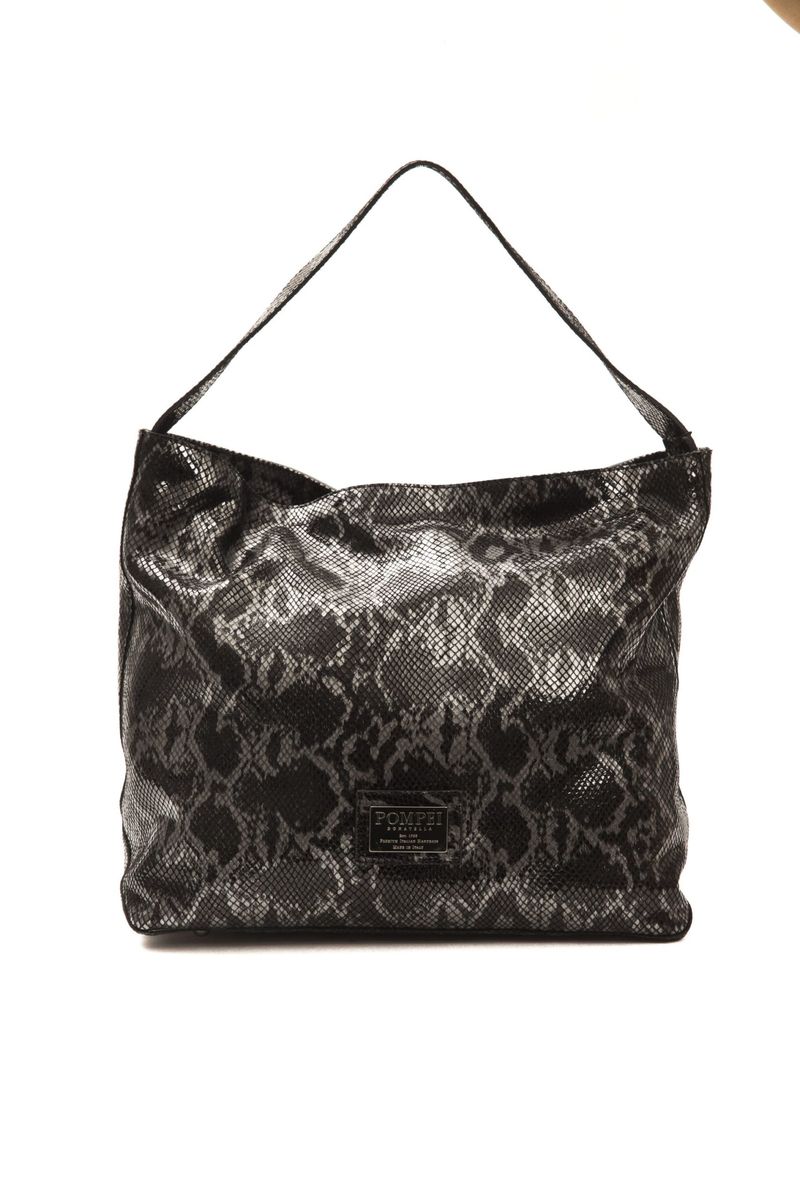 Schultertasche aus Leder mit Python-Print