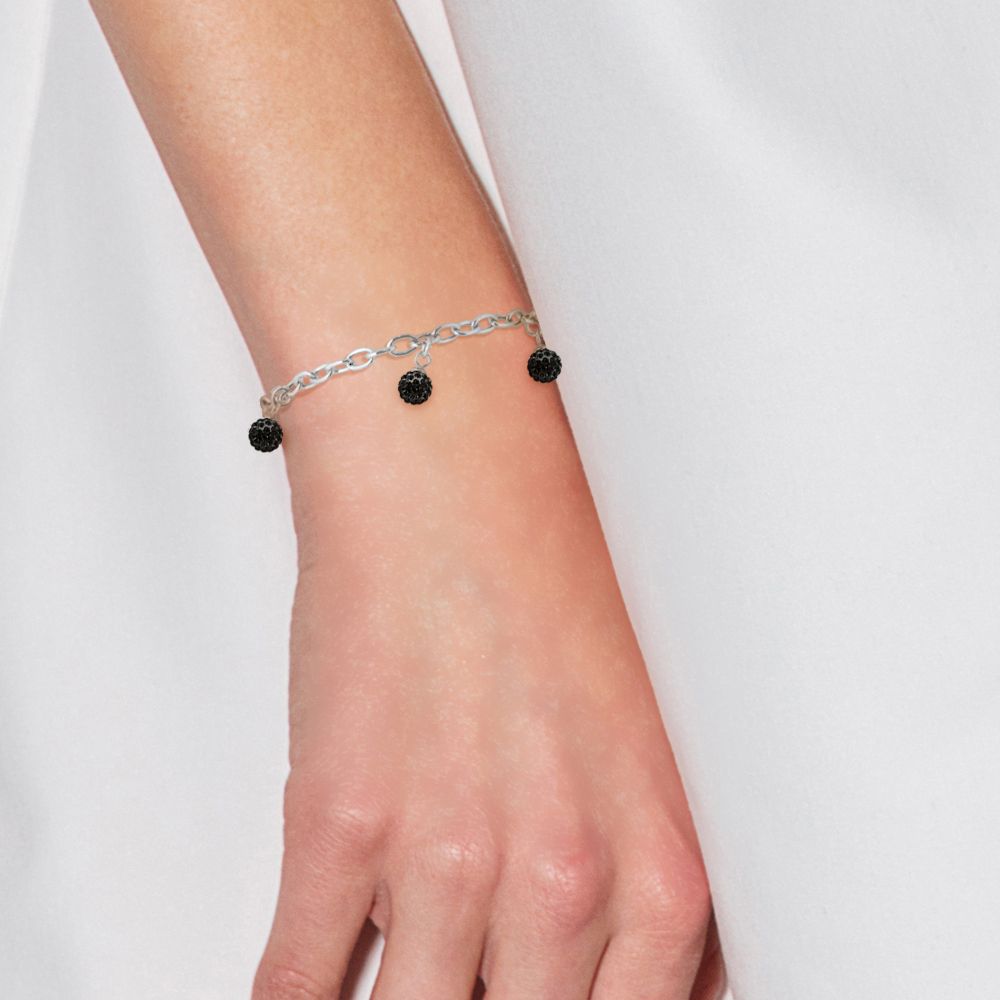 Sterling Silber Armband mit schwarzen Kristallkugeln