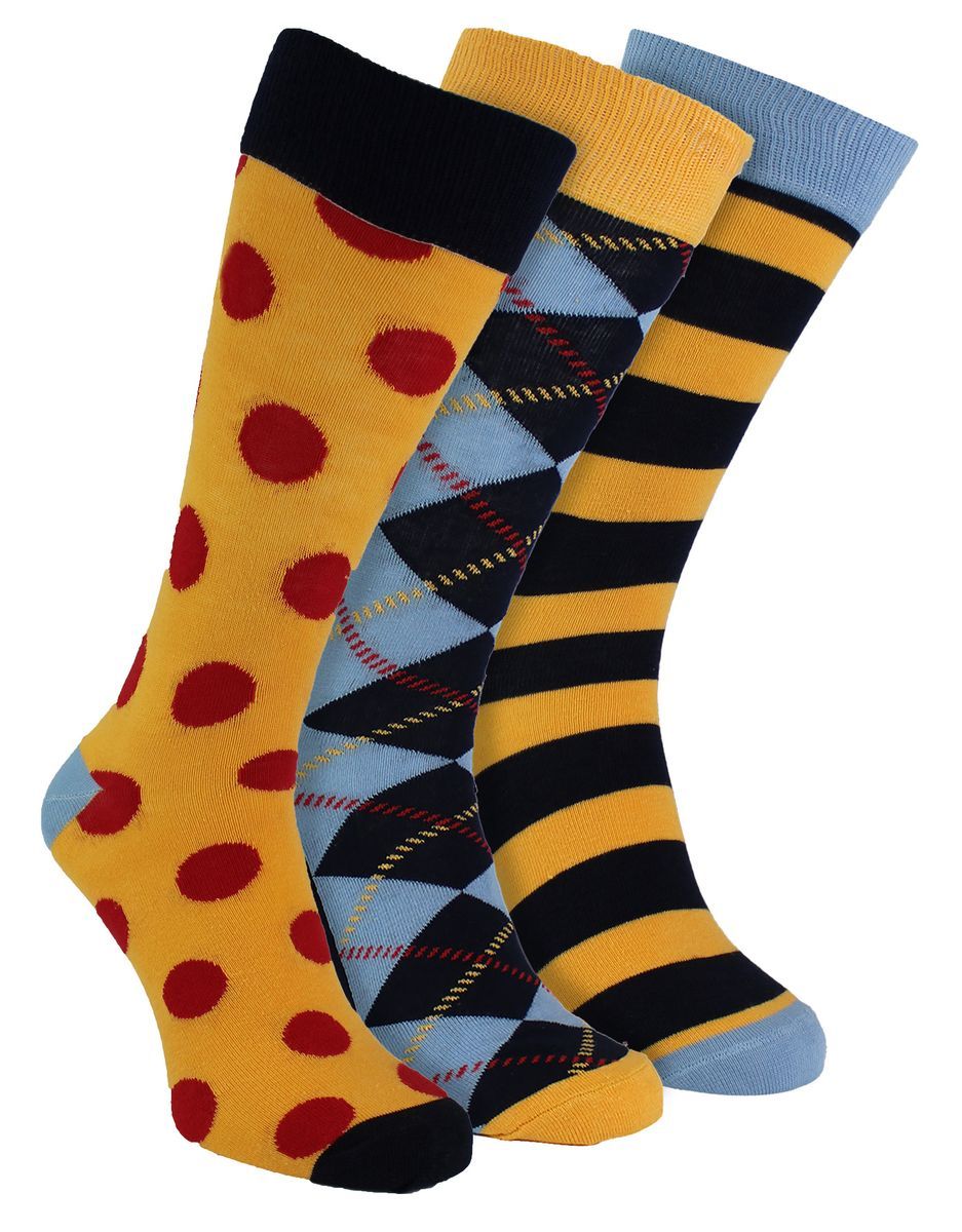 HS von Happy Socks - Herren 3er-Pack lustige Socken - Punkte (Marineblau)