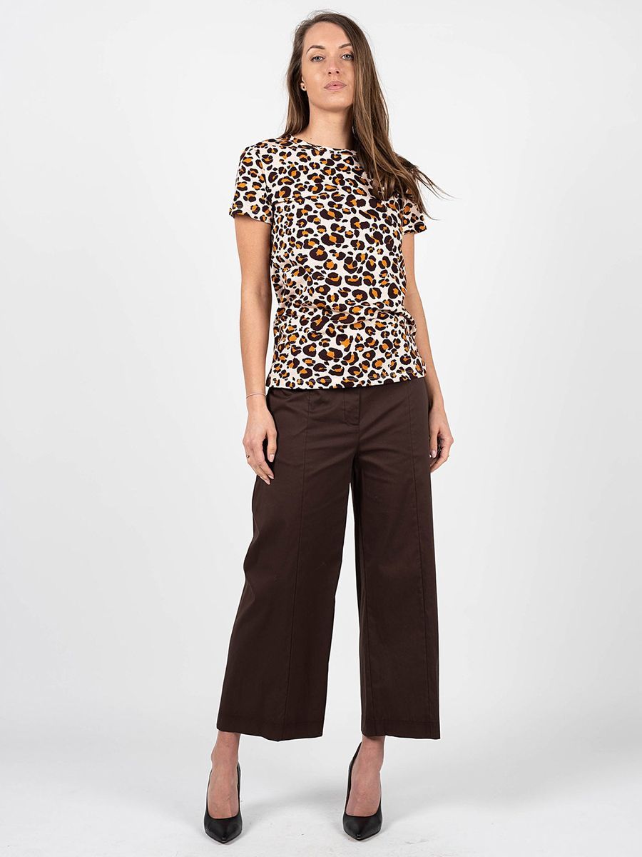 T-Shirt mit Leopardenmuster und Rundhalsausschnitt
