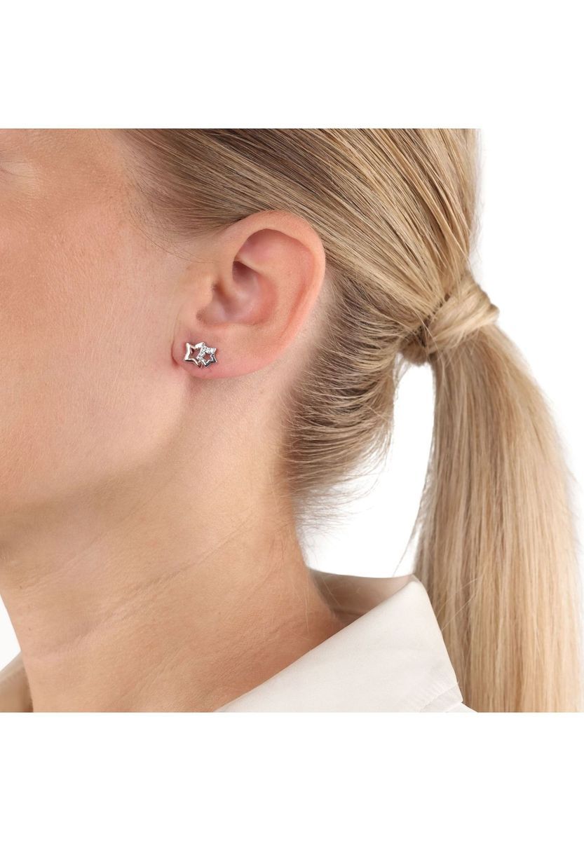 amor Damen Ohrstecker "Stern", 925er Silber, BICOLOR