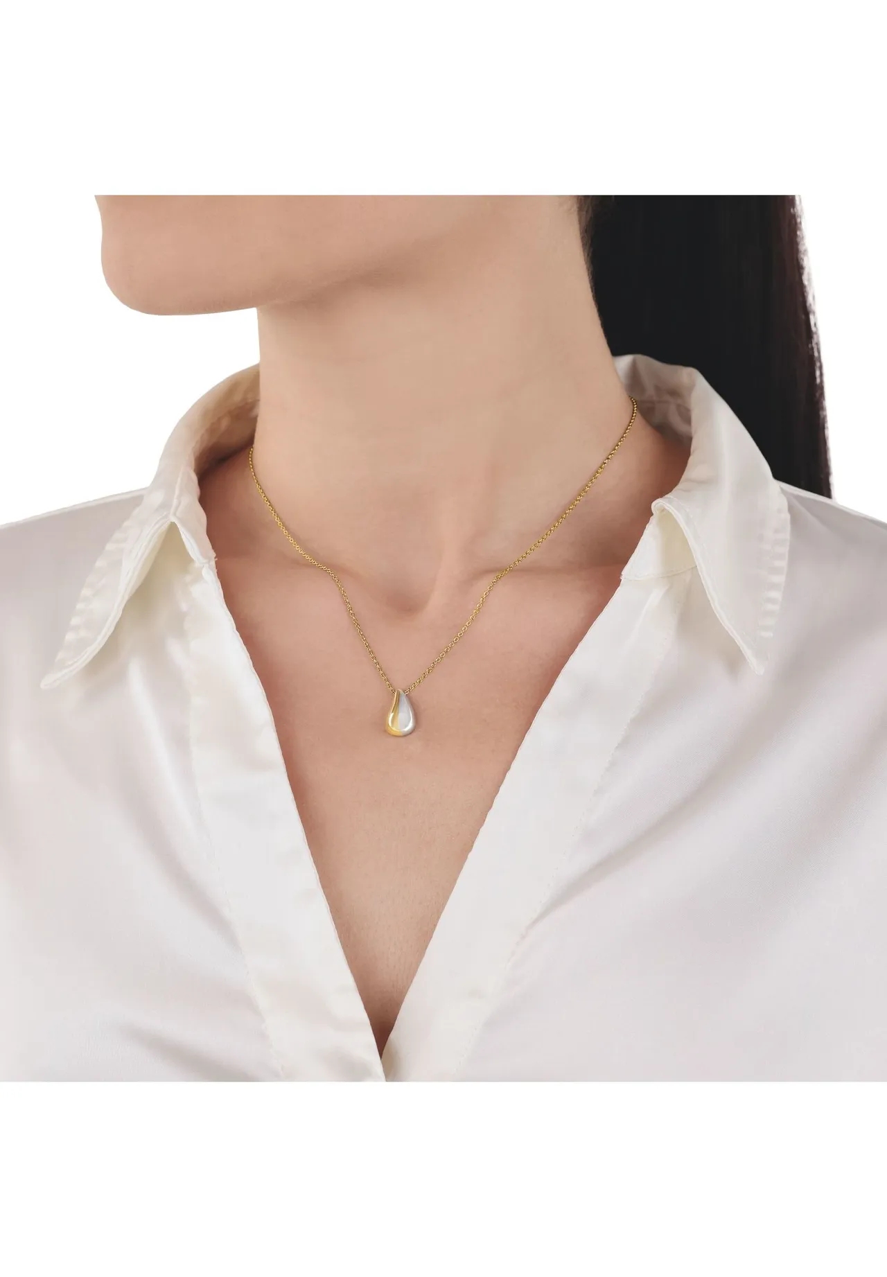 amor Damen Kette mit Anhänger, 925er Silber, BICOLOR