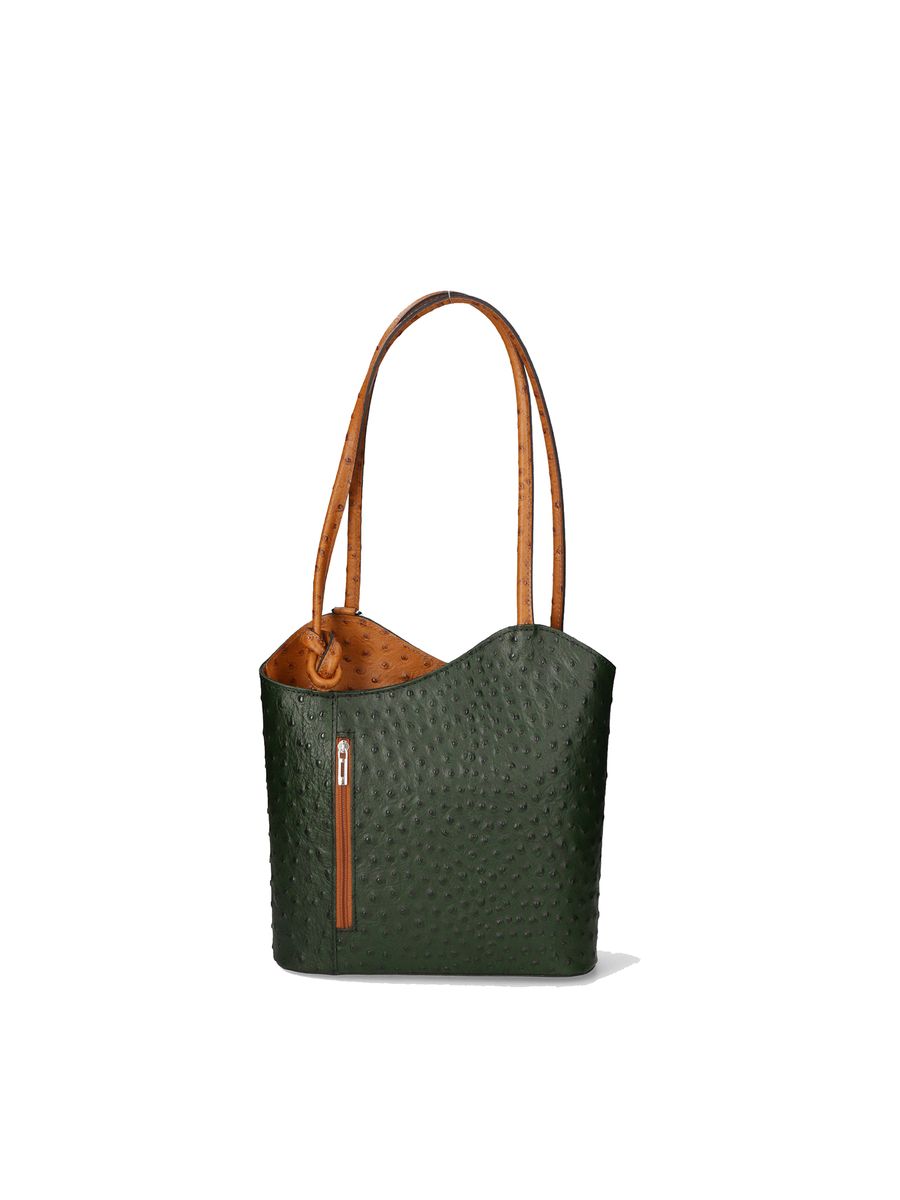 Wandelbarer Rucksack-Shopper aus Straußenleder