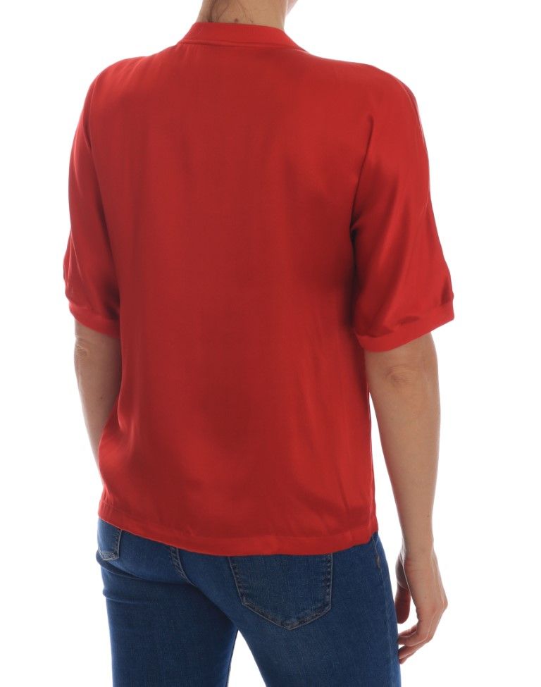 Seidenbluse mit Frucht-Applikation