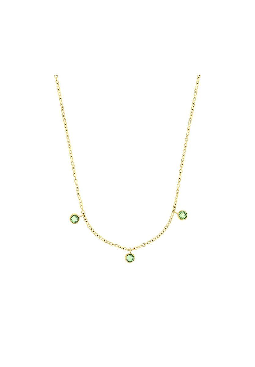 Zarte Goldkette mit grünen Kristallen