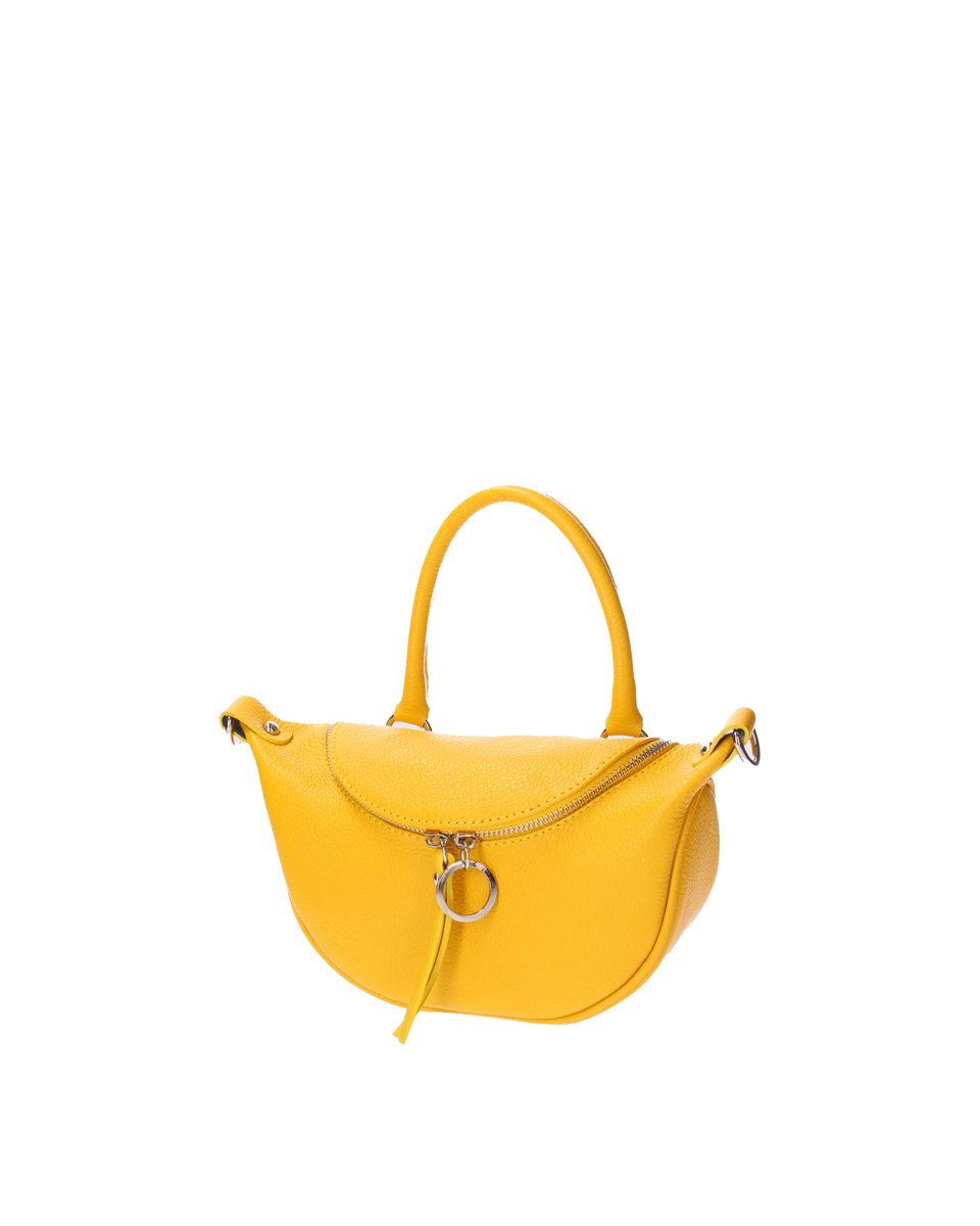 Sichelförmige Tasche aus genarbtem Leder
