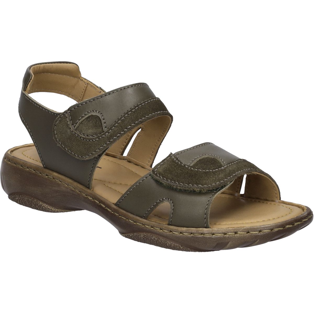 Bequeme Leder Sandale mit Klettverschluss