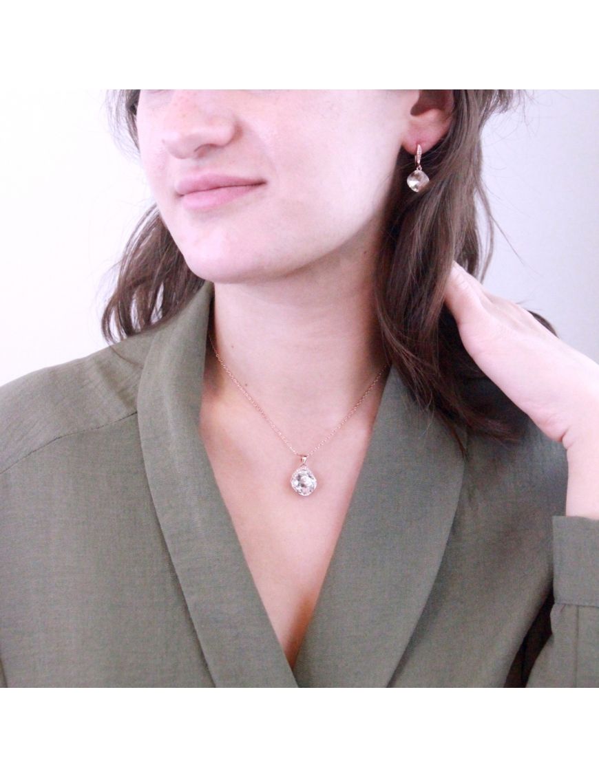 Elegantes Kristall-Anhänger und Ohrring-Set