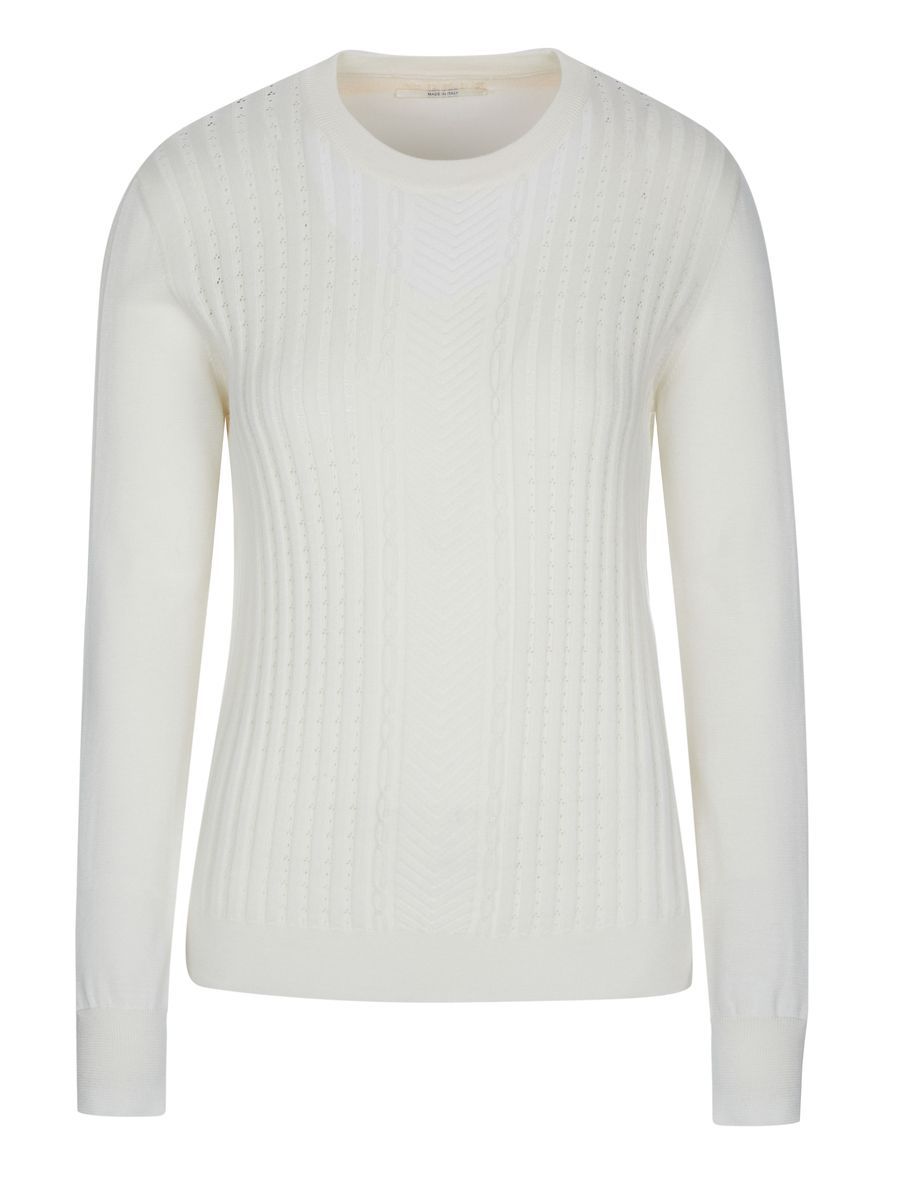 Creme Baumwollstrickpullover