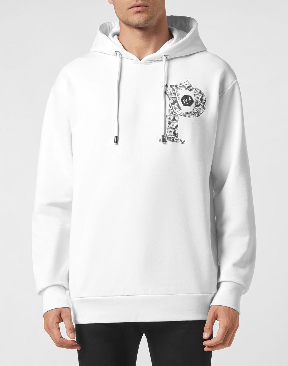 Baumwollfleece Hoodie mit Geldprint