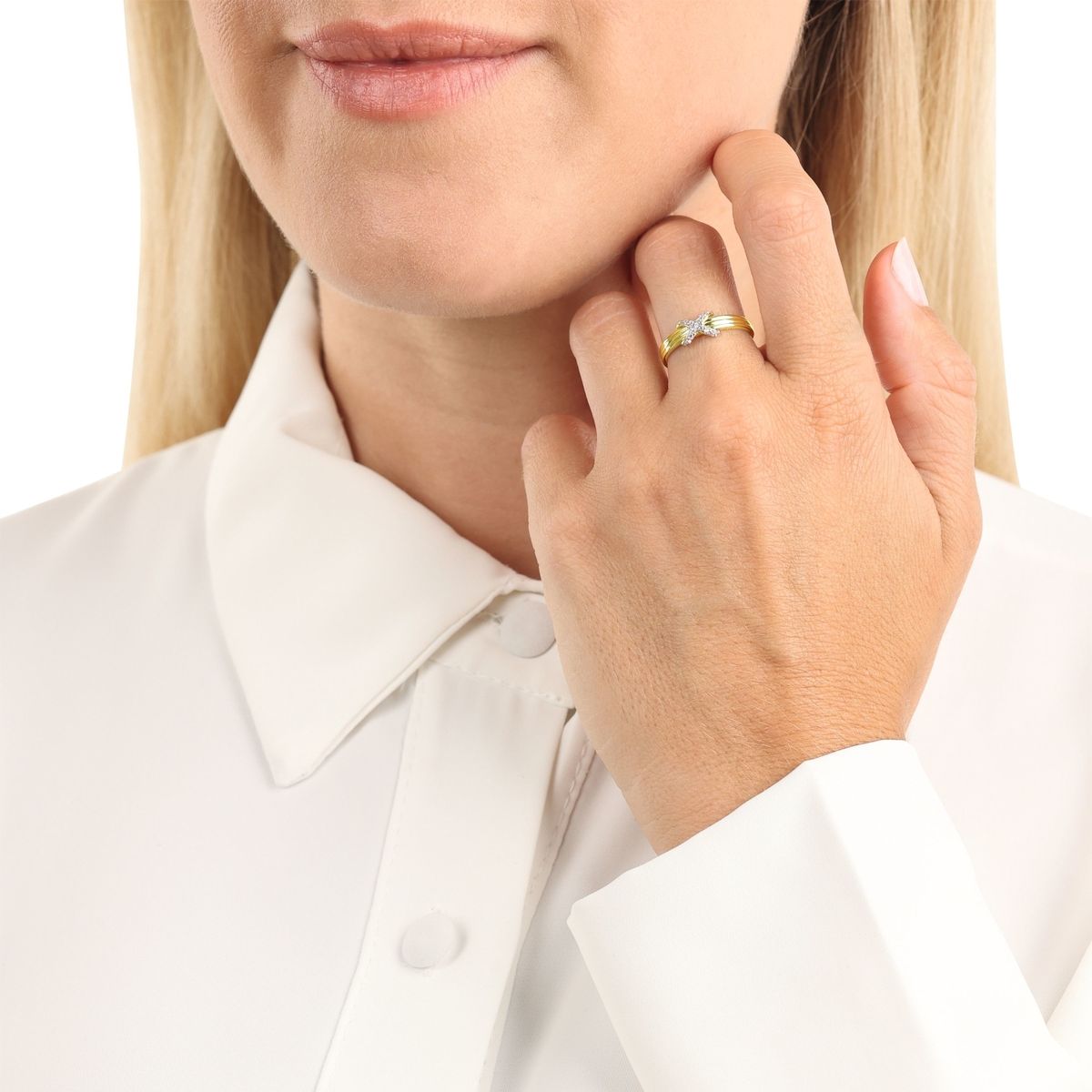 amor Damen Ring, 375er Gelbgold, BICOLOR