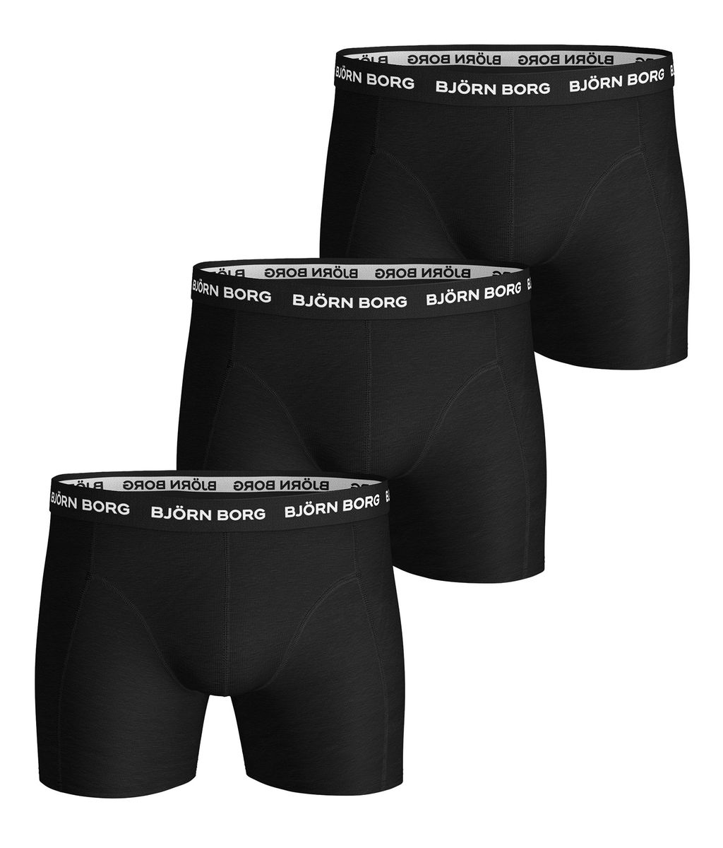 Björn Borg - 3 Paar Herren Cotton Rich Comfort Stretch Fit Boxershorts - Schwarz