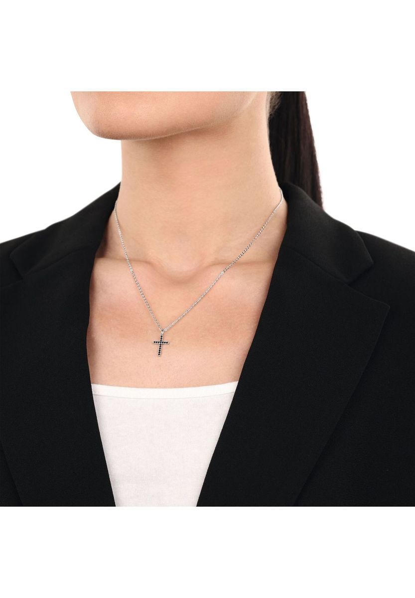 amor Motivanhänger für Damen, 925 Sterling Silber, Glas | Kreuz, 99