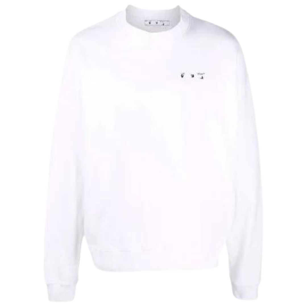 Minimalistisches weißes Baumwoll-Sweatshirt mit Rundhalsausschnitt