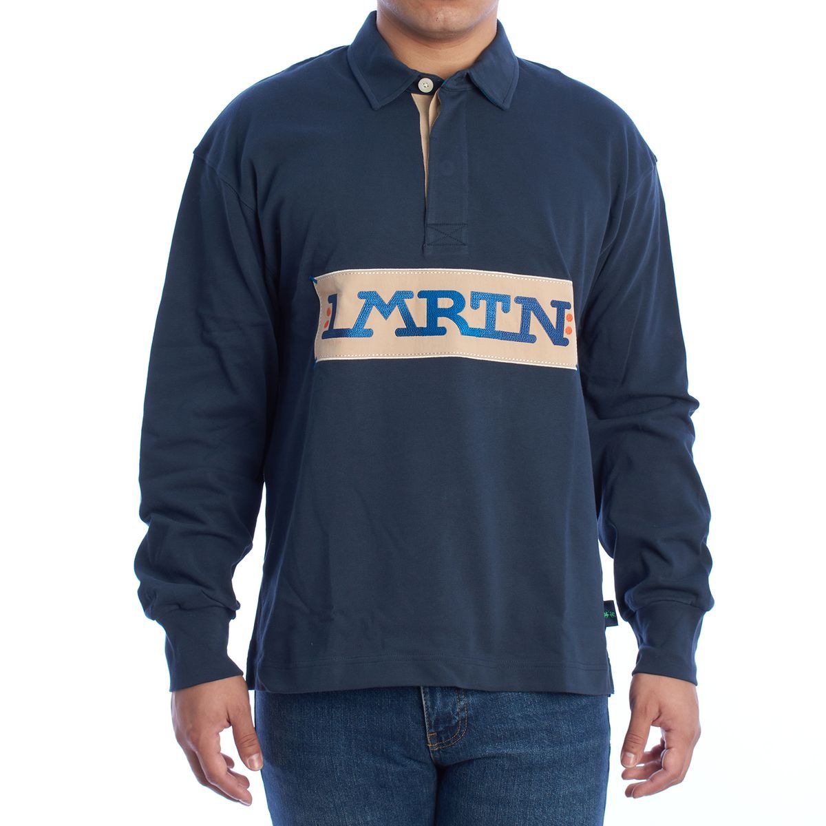 Locker geschnittenes Langarm-Rugbyshirt