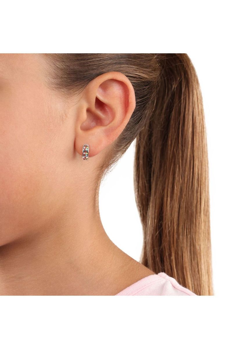 Mehrfarbige Emaille Creolen mit Blumenmuster