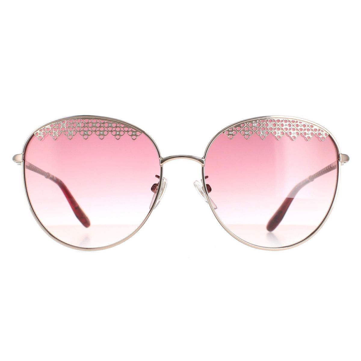 Runde goldfarbene Sonnenbrille mit rosa Farbverlaufsglas