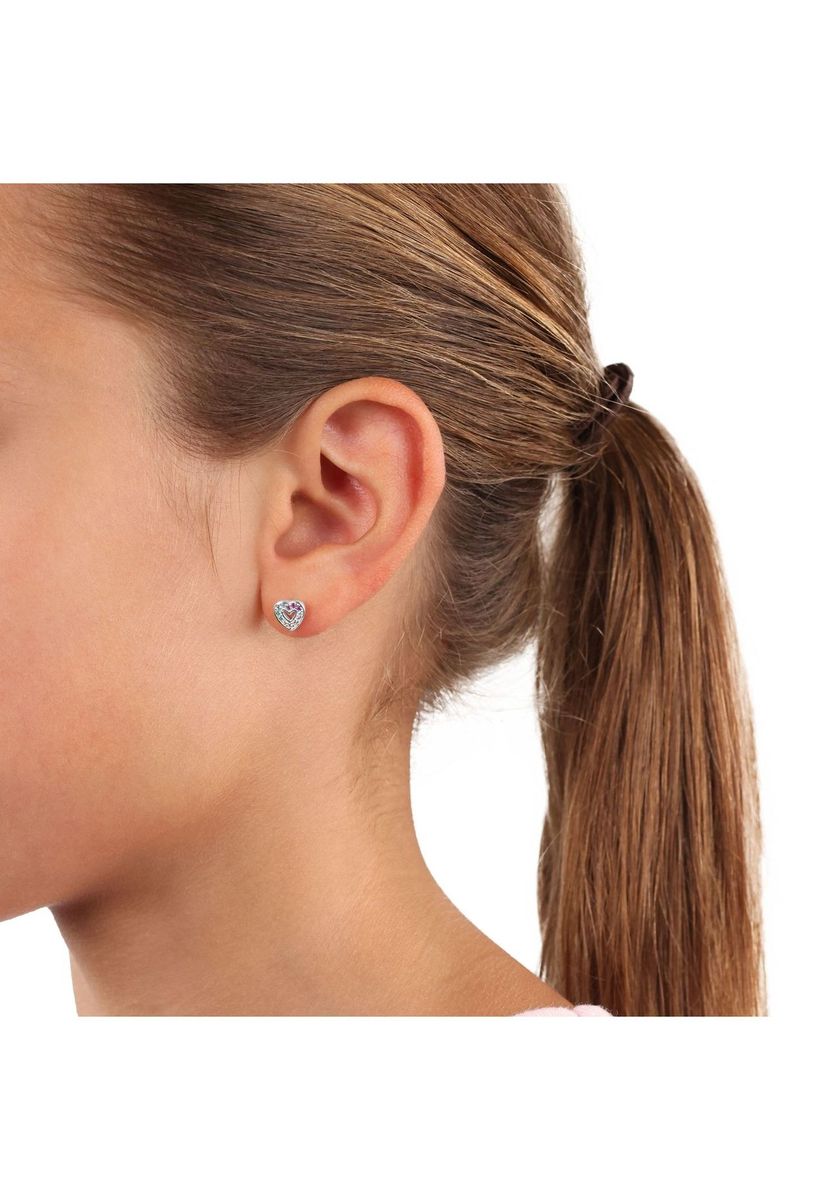 Herzförmige Ohrstecker aus Sterlingsilber mit Regenbogen