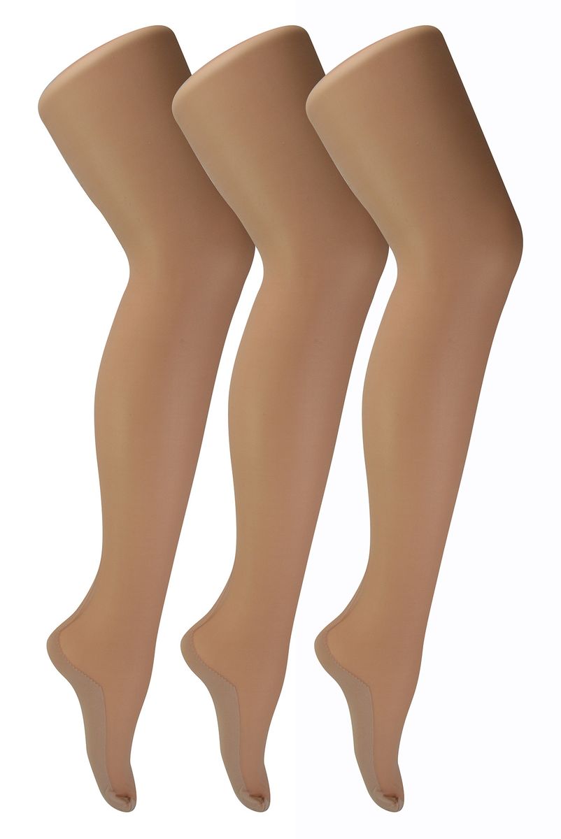 Sock Snob - Womens Vintage Seamed Tights | 3 Paar Multipack | 40 Denier Knee High Ultra Sheen Tights mit Line Up the Back - Nude / Nude