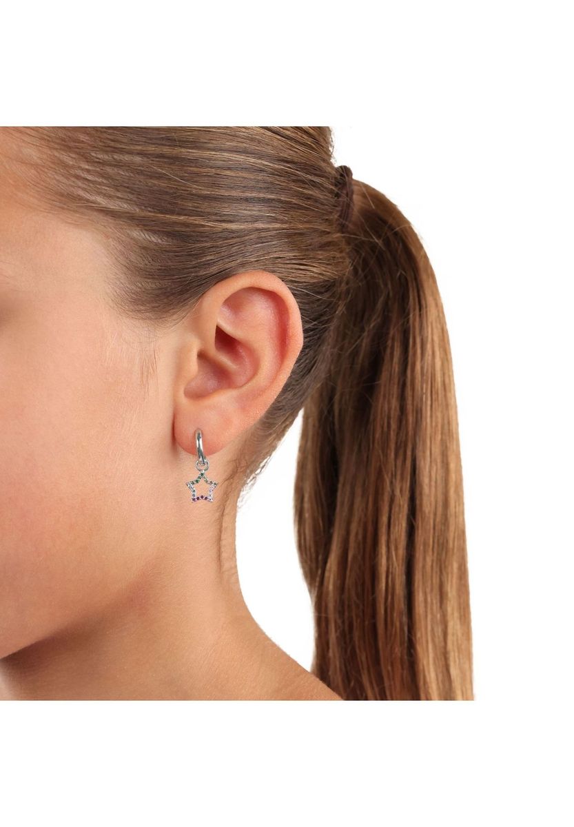 Regenbogenstern Silber Hängeohrringe