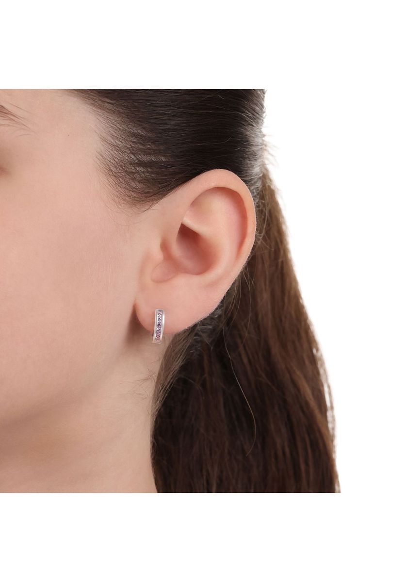 Rosa Edelstein Creolen Ohrringe