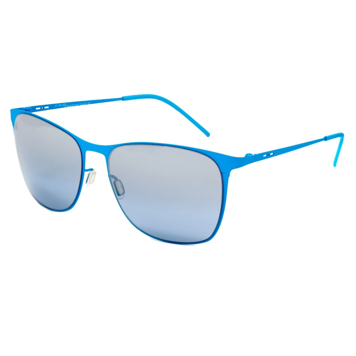 Quadratische Sonnenbrille mit blauem Metallrahmen