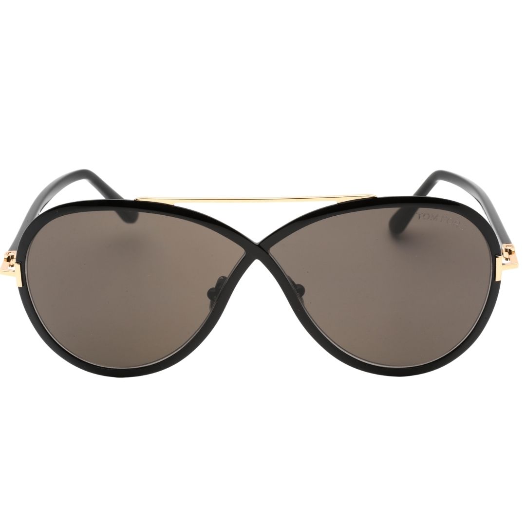 Schwarze Aviator Sonnenbrille mit Goldbügel