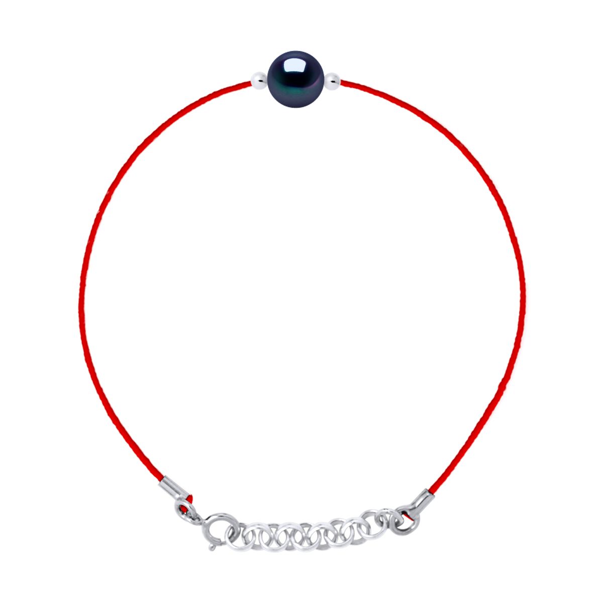 Rotes Band Schwarzes Perlenarmband
