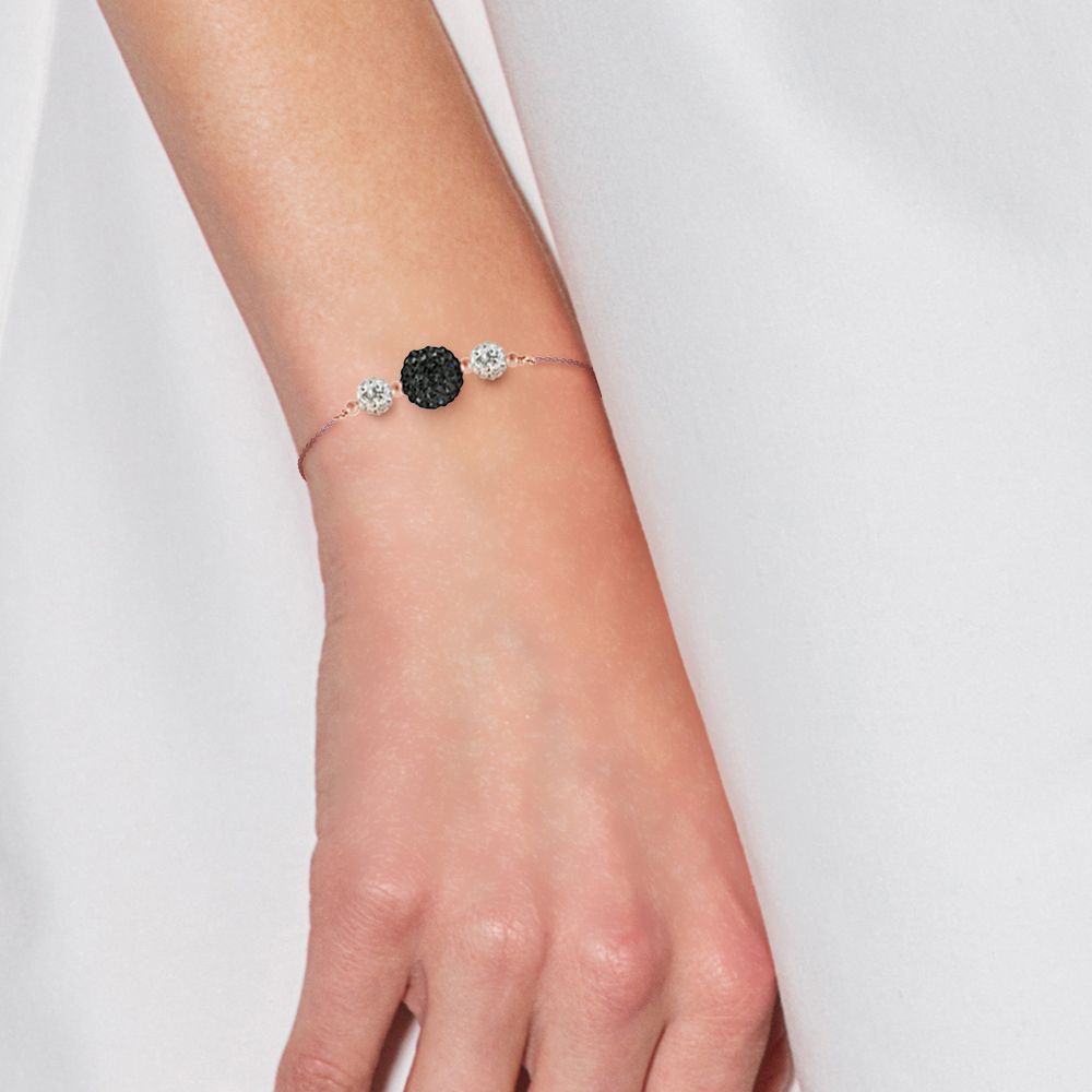 Trilogie-Armband mit Kristallkugeln