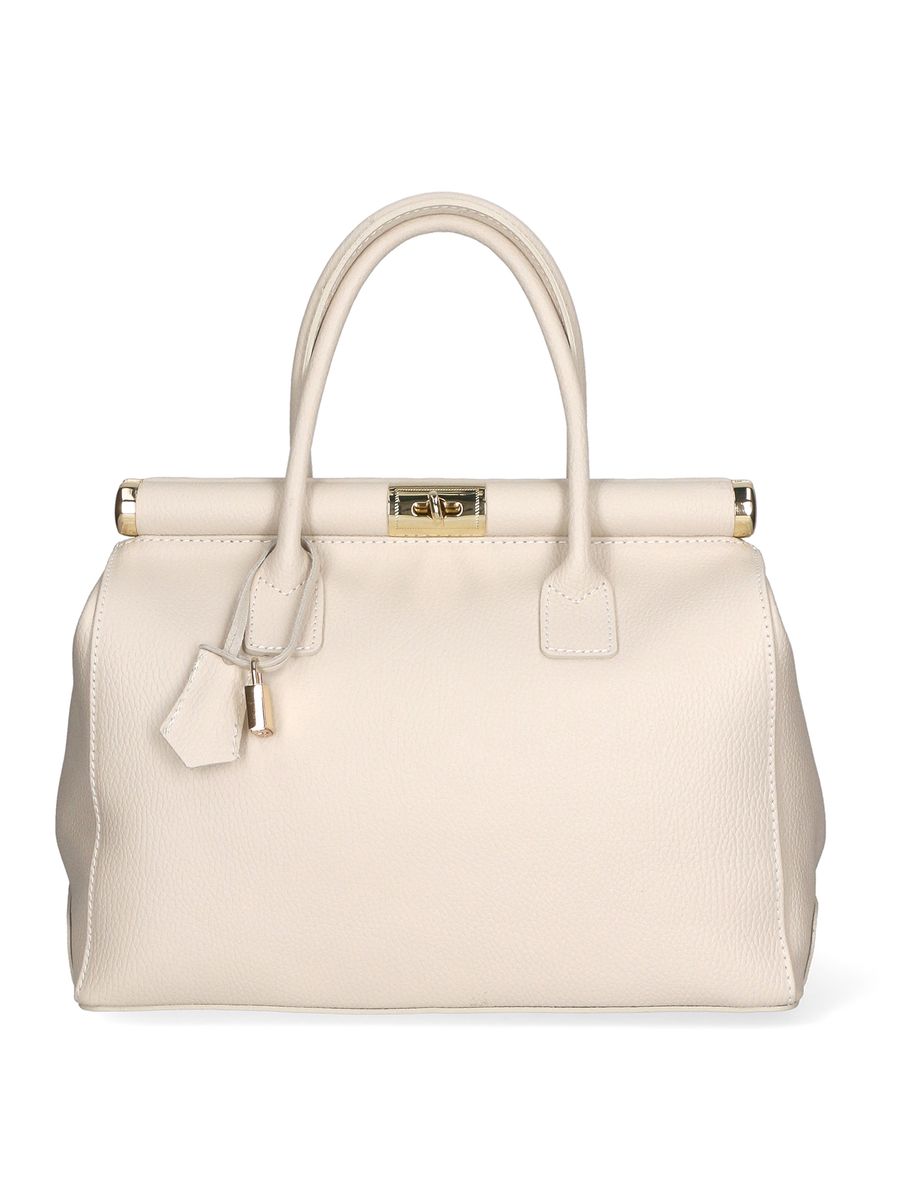 Strukturierte Lederhandtasche mit Griff