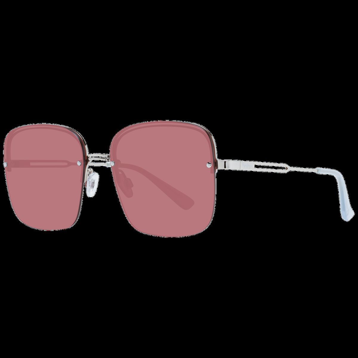 Quadratische Silberrahmen Sonnenbrille mit rosa Gläsern