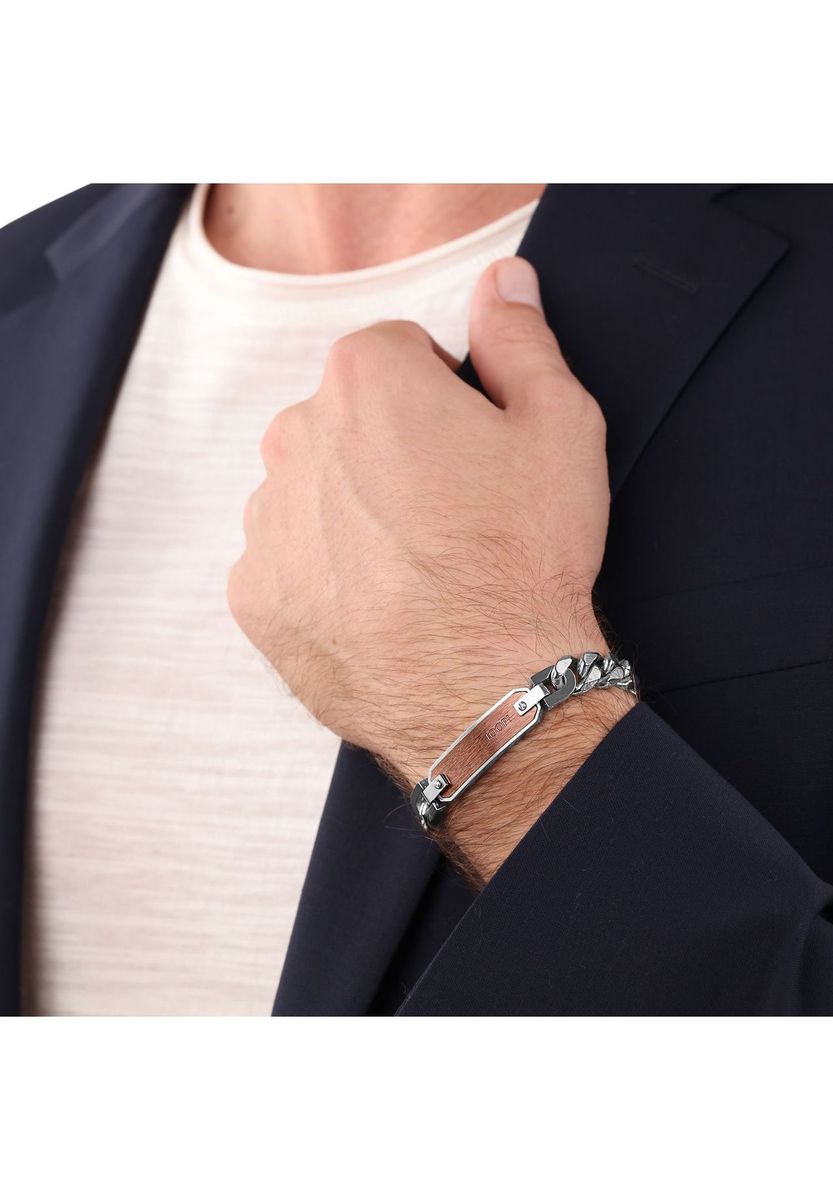 JOOP! Herren Armband, Edelstahl, SILBER/BRAUN