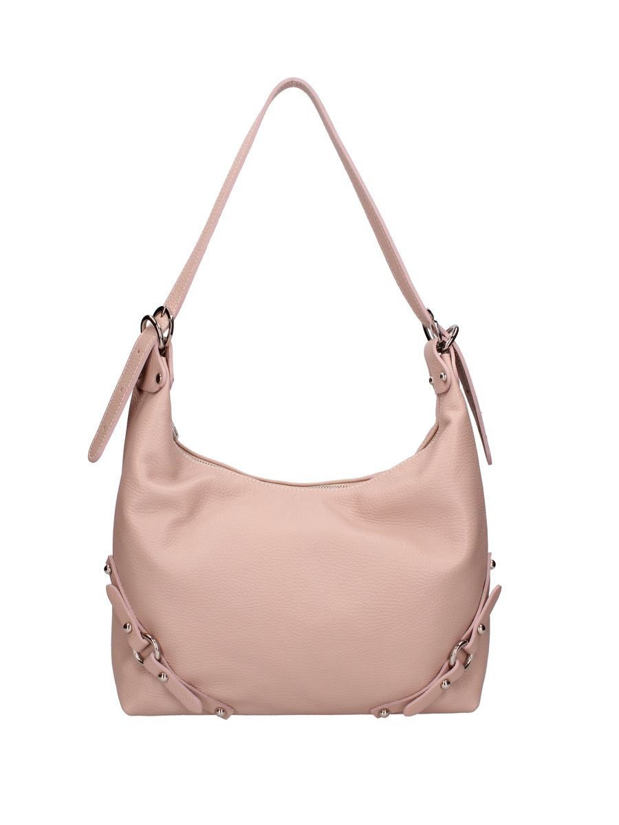 Hellrosa Schultertasche aus Leder