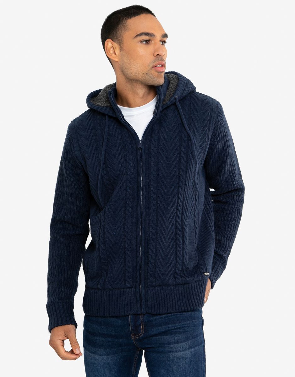 Strickjacke mit Reißverschluss und Kapuze