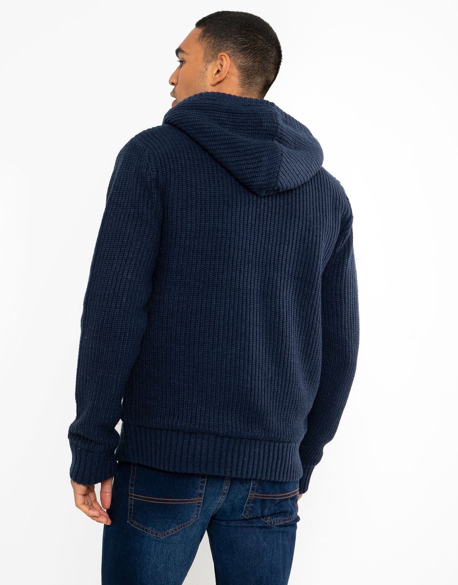 Strukturierter Zopfstrick-Cardigan mit Kapuze