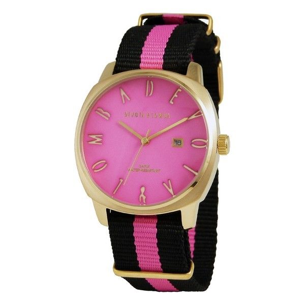 Elegante rosafarbenes Zifferblatt, goldfarbene Uhr