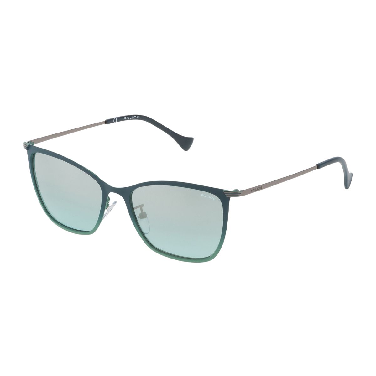 Grüne Cat-Eye-Sonnenbrille aus Metall