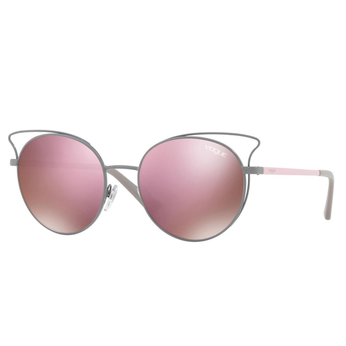 Runde Metall Sonnenbrille mit pinkfarbenen Gläsern