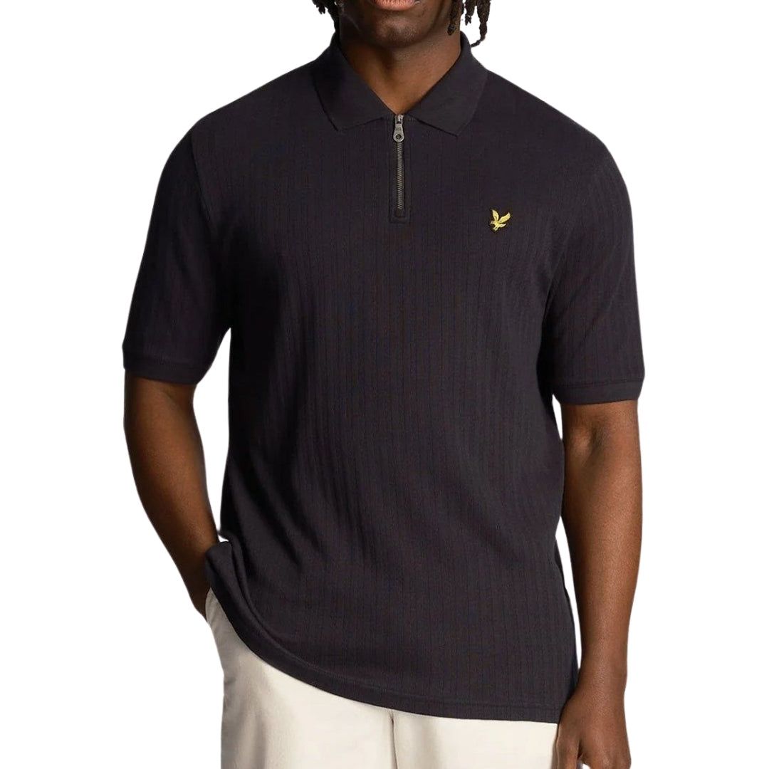 Herren Marineblaues Poloshirt mit Rippenstruktur