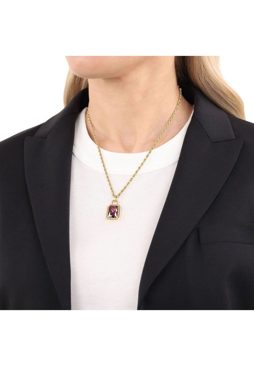 JOOP! Ketten mit Anhänger für Damen, Edelstahl, Zirkonia, Gold, 47 CM