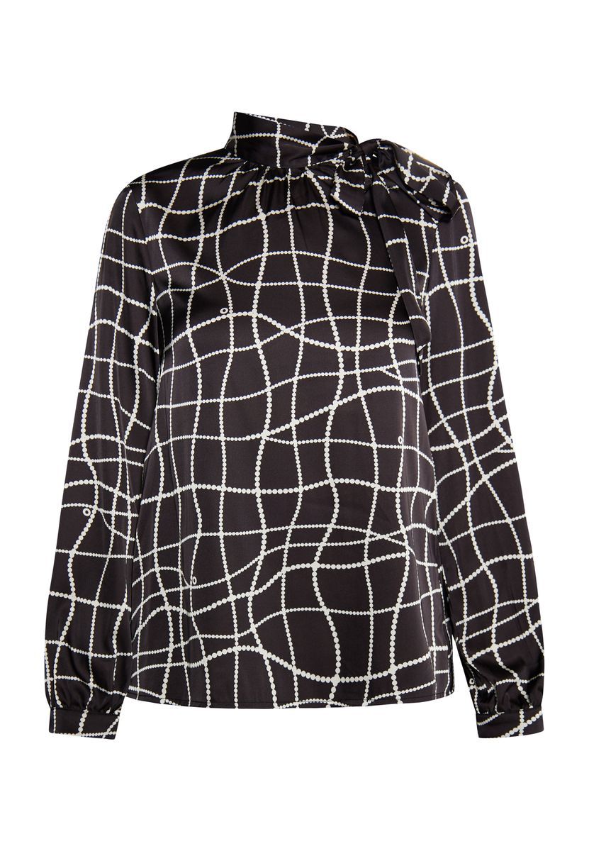 Elegante Bluse mit Print und Bindeband