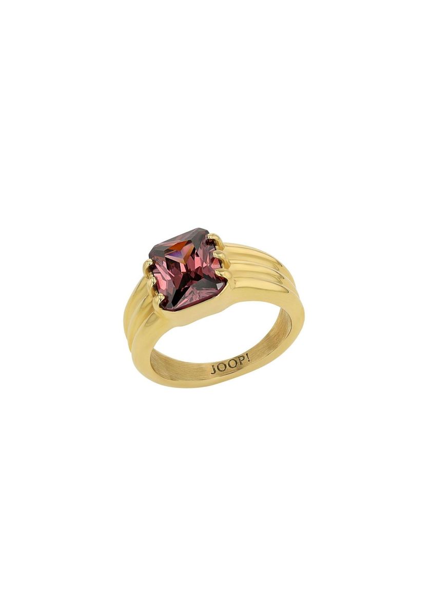 JOOP! Ring mit Stein für Damen, Edelstahl, Zirkonia, Gold, 58