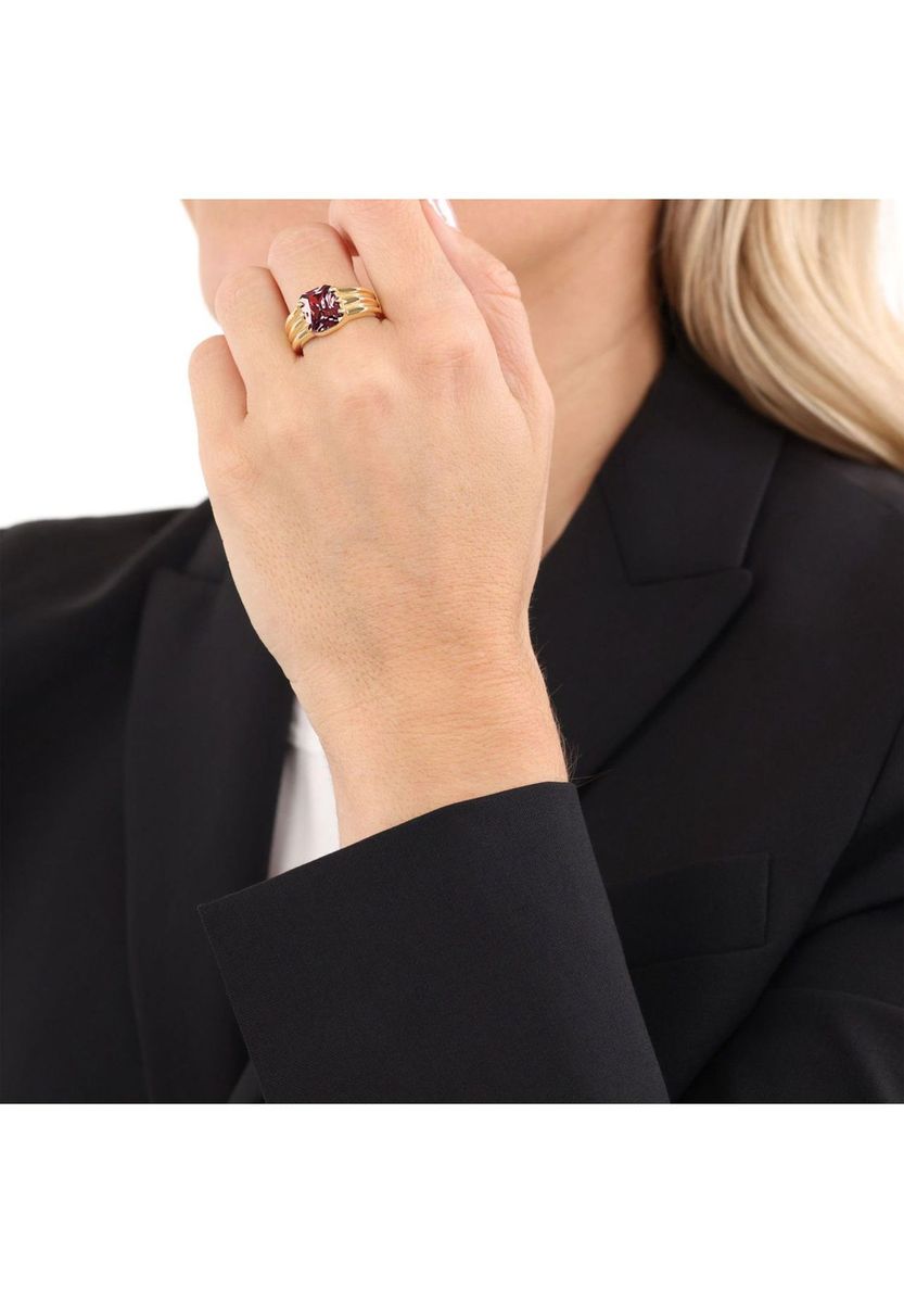 JOOP! Ring mit Stein für Damen, Edelstahl, Zirkonia, Gold, 58