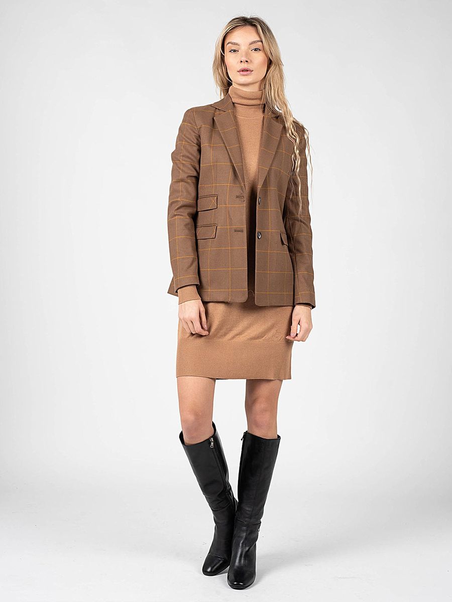 Taillierte Jacke mit Fensterkaromuster